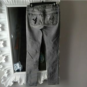 J & Company Skull Bling embroidery Grunge grey Skinny Punk Jeans 25